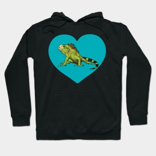 Iguana Heart for Iguana Lovers, Blue Hoodie